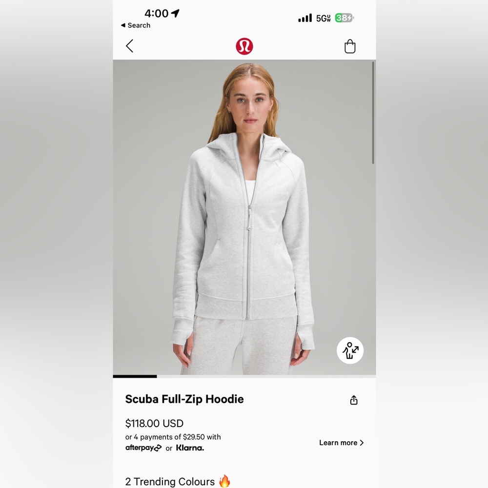 Lululemon scuba full zip hoodie
